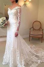 Mermaid Lace Long Sleeve Wedding Dresses for Bride 2021 Off Shoulder Bridal Gowns Robe De Soirée De Mariage 2024 - buy cheap