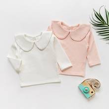 Camiseta manga longa de algodão para bebês, camiseta branca para meninas primavera e outono 2024 - compre barato