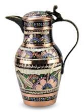 Morya-jarra de agua de cobre con tapa para bebidas, jarra decantadora elegante, hecha a mano, Estilo Vintage, color rojo, 2L 2024 - compra barato
