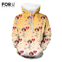 FORUDESIGNS Yellow And White Gradient Nursing 3D Print Women Cartoon Hoodies Spring/Autumn Long Sleeve Pullovers Sweatshirts New 2024 - buy cheap