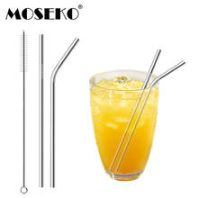 MOSEKO 3 pcs Reusable Drinking Straw High Quality 304 Stainless Steel Metal Straw with Cleaner Brush 2024 - buy cheap