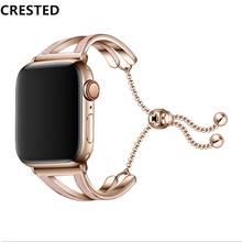 Correa de acero inoxidable para Apple watch para mujer, pulsera de acero inoxidable para Apple watch de 45mm/41mm, 40mm, 44mm, 38mm, 42mm, joyería para iWatch 5 4 3 se 6 7 2024 - compra barato