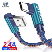 Cable USB tipo C de carga rápida de 90 grados, cargador de datos para Samsung S8, S9, Xiaomi Mi8, Mi9, SE, Redmi Note 7 2024 - compra barato