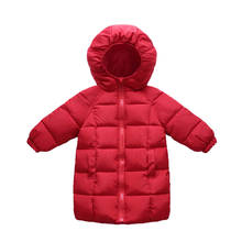 Детское пуховое хлопковое пальто; теплая хлопковая верхняя одежда средней длины для мальчиков; хлопковая пуховая парка для девочек 2024 - купить недорого