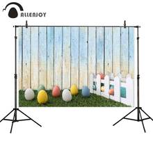 Allenjoy photophone backgrounds Easter egg spring fence wood wall grassland photography backdrops photobooth photocall polyester 2024 - buy cheap