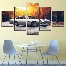 Quadro de tela arte poster de parede decoração de casa moderna 5 painéis folha de bordo carro sala de estar modular hd impressão imagens de pintura 2024 - compre barato