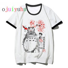 Camiseta de Totoro de Studio Ghibli para mujer, blusa ullzang de Miyazaki Hayao, ropa de dibujos animados, playera harajuku kawaii para mujer 2024 - compra barato