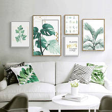 Estilo nórdico poster e impressões tropical planta verde escandinavo decoração da lona pintura da parede arte para sala de estar sem moldura 2024 - compre barato