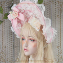 Оригинальная винтажная шляпа в французском стиле Bonette BB, великолепная розовая шляпа ручной работы в стиле Лолиты, маленькая шляпа, аксессуары 2024 - купить недорого