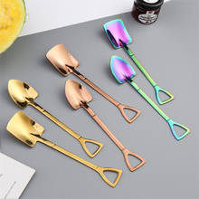 2pc Stainless Steel Shovel Spoon For Coffee Tea Kitchen Gadget And Accessories Silver Gold Color Dessert Spoon Christmas Gift 2024 - buy cheap