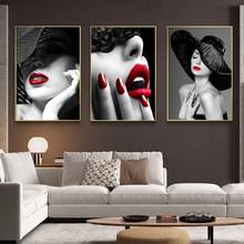 Fashion Poster Sexy Red Lips Wall Art Painting Canvas Print Picture Female Beauty Wall Poster Bedroom Home Decoration 2024 - buy cheap