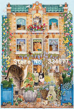 Cute cat animal house Embroidery Needlework Crafts14CT Counted Unprinted DIY Cross Stitch Kits Handmade Arts Wall Decor 2024 - buy cheap