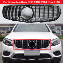 Rejilla central de parachoques delantero para mercedes-benz GLC X253 W253 GLA X156, ABS, plástico, plata, negro, Diamante GT, rejilla central 2024 - compra barato