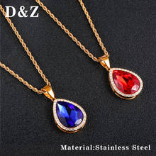 D&Z Luxury Red Blue Water Drop Shape Rhinestone Necklaces Pendants For Women Charm Collares De Moda 2019 2024 - buy cheap