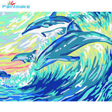 Paintmake Ocean Animal DIY Paint By Numbers  dolphins Oil Painting On Canvas cute For Home Room Decor Art Picture Gift 2024 - buy cheap
