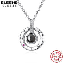 100 Languages I Love You Penden Necklaces Pure 925 Sterling Silver Black Round Circle Adjustable Necklace for Women Jewelry Gift 2024 - buy cheap