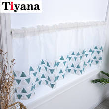 Blue Embroidery Triangular Short Curtain Modern Kitchen Tulle Curtains Half Panel Window Drapes Valance DL50Y 2024 - buy cheap