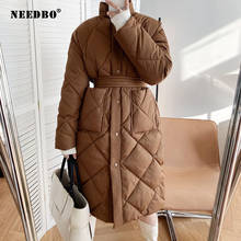 NEEDBO-Abrigo acolchado elegante para Mujer, Parka cálida y holgada, informal, con cuello levantado, para invierno 2024 - compra barato