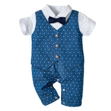 Pelele de algodón para bebé, mono de caballero para recién nacido, ropa azul con estrellas, traje de fiesta de 3-24 meses 2024 - compra barato