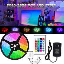 LED Strip Light RGB 5050 SMD 2835 Flexible Ribbon Fita Led Light Strip RGB 5M Tape Diode DC 12V+ Remote Control +Adapter 2024 - buy cheap