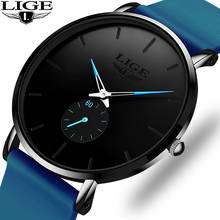 Lige novo presente de luxo para homem relógio de moda minimalista azul ultra-fino pulseira de silicone relógio casual à prova dwristwatch água masculino relógio de pulso 2024 - compre barato