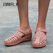 XMWRLW-Sandalias de tacón alto para mujer, zapatos de cuero con punta cerrada, para playa, de talla grande, Retro, para verano 2024 - compra barato