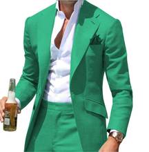 Blazer informal de corte entallado para hombre, traje verde con etiqueta entallada, Formal, de negocios, para boda y novio 2024 - compra barato