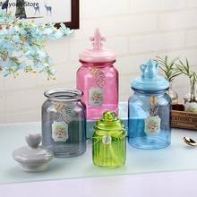 Nordic Glass Jar Candy Household 1000ml Storage Jar with Ceramic Lid Creative Home Decoration Ornaments Kitchen Storage Tools 2024 - buy cheap