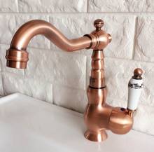 Bathroom Basin Sink Faucet Antique Red Copper Single Ceramics Handle Vessel Tap Mixer Tap Deck Mounted znf403 2024 - buy cheap
