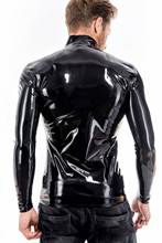 Sexy Mens Latex Top Men Latex T-shirt Front Zip Pure 0.4mm Latex 2024 - buy cheap