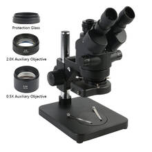 Continuous Zoom 3.5-90X Simul-Focal Trinocular Stereo Microscope 0.5X CTV C-mount Adapter Lens For PCB Solder Repair Inspection 2024 - buy cheap