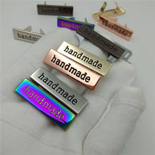 (20pcs/lot) 5 colors 35*10mm Handmade script metal bag label,handcraft handmade letters metal label decorative for purse 2024 - buy cheap
