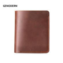 GENODERN-billeteras Vintage Crazy Horse de cuero para hombre, cartera Retro minimalista hecha a mano, Bolso pequeño para hombre, monederos finos 2024 - compra barato