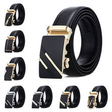 Famous brand luxury automatic buckle men's belt pure leather business comfort belt highlights men's quality 40 color choice 2024 - buy cheap
