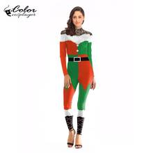 Color Cosplayer Christmas Cosplay Coostume For Women Bodysuit Stripe Rompers Playsuits New Year Santa Claus Clothing 2024 - buy cheap