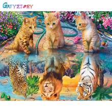 Gatyztory-pintura por números para adultos y gatos, decoración para el hogar, Marcos decorativos, juego de pinturas acrílicas 2024 - compra barato