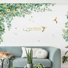 Креативный настенный стикер для гостиной, Настенный декор, самоклеющиеся наклейки, декор для спальни, свежие зеленые растения, украшение для комнаты, домашний декор 2024 - купить недорого