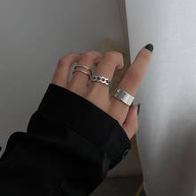 Набор колец в стиле хип-хоп/Рок Женский, открытое серебряное кольцо с геометрическим дизайном, ювелирное изделие в стиле панк, аксессуары для пальцев 2024 - купить недорого