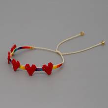Go2boho miyuki pulseira para garotas, bracelete feminino com coração mexicano, tecido arco-íris, joias para presente 2024 - compre barato