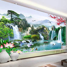 Papel de parede personalizado 3d parede cascata, natureza, paisagem, foto, pintura de parede, estudo, sala de estar, sofá, plano de fundo de tv, decoração de casa 2024 - compre barato