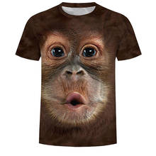 Футболка с коротким рукавом и круглым вырезом для мужчин и женщин, универсальная Повседневная футболка в стиле Харадзюку, с 3D принтом обезьяны, летняя трендовая одежда для студентов 2024 - купить недорого