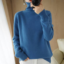Suéter de cachemira de cuello alto para mujer, Jersey de punto ajustado de color sólido, cálido de lana de manga larga, novedad de 2020 2024 - compra barato
