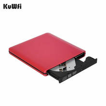 Regravador externo portátil vermelho e leve, drive de disco óptico de cd e dvd rom com suporte para win e mac os, com usb 3.0 2024 - compre barato