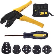 1Set  Crimping Tool Kit Ratchet Terminal Connector  5 Interchangeable Die Sets Insulated  Cable Wire Hand Tool with Carry Bag 2024 - buy cheap