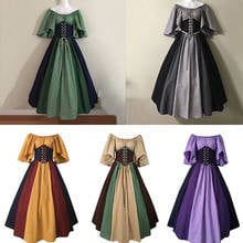 Renaissance Dress Vintage Palace Victoria Medieval Cosplay Costume Women Halloween Carnival Party Long Robe Waist Bandage Dress 2024 - buy cheap