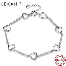 LEKANI 925 Sterling Silver Romantic Love Bracelet Women Simple Heart Charm Bracelets Fine Jewelry Anniversary Gift Hot Sale 2024 - buy cheap