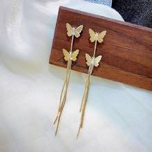 Exknl-pendientes largos con borla de mariposa para mujer, aretes largos, color dorado, Animal, Vintage, bohemio 2024 - compra barato