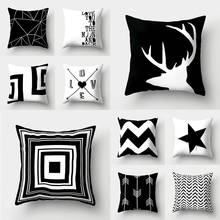 Geometric Cushion Cover Black and White Polyester Pillowcase Dotted Stripe Grid Triangle Geometry Art Cushion Cover 45*45CM 2024 - buy cheap