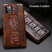 for iPhone 12 Pro Max Mini 11 XS XR X 7 8 6S Plus se 2020 Case Genuine Leather Ostrich Texture Shockproof Hard Back Cover Funda 2024 - buy cheap