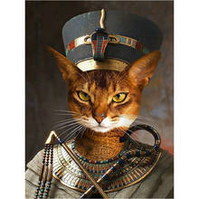 Mosaico de diamantes 5D DIY, pintura de diamantes hecha a mano de gato Faraón Egipcio, kits de punto de cruz, patrones de bordado de diamantes de imitación 2024 - compra barato